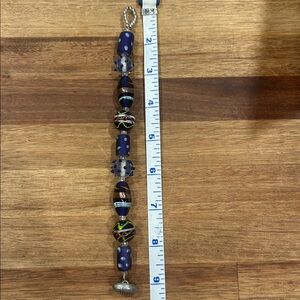 Blue Beaded Bracelet- football clasp